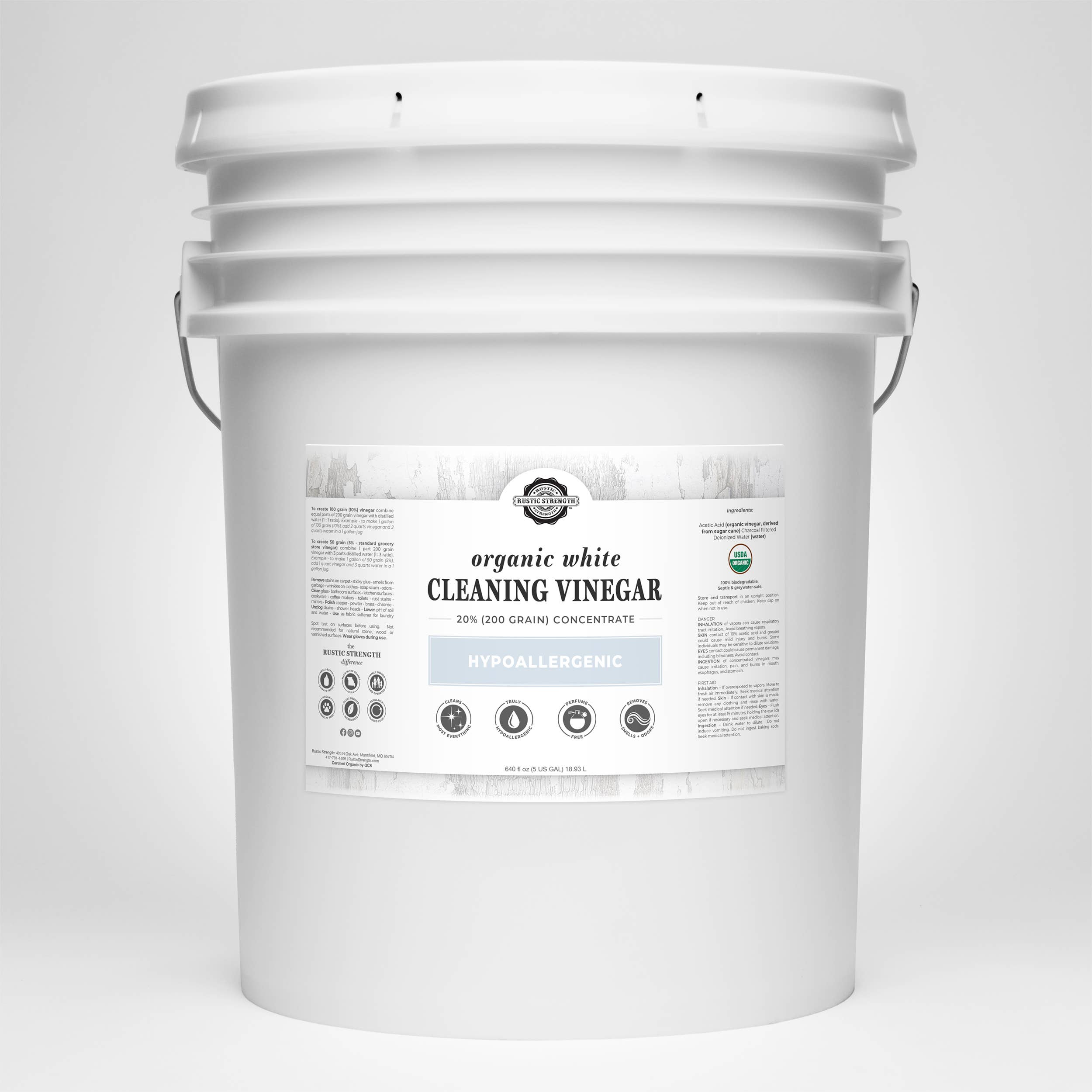 Rustic Strength - Wholesale Multi-Surface Cleaner - Organic Cleaning Vinegar - 200 grain0