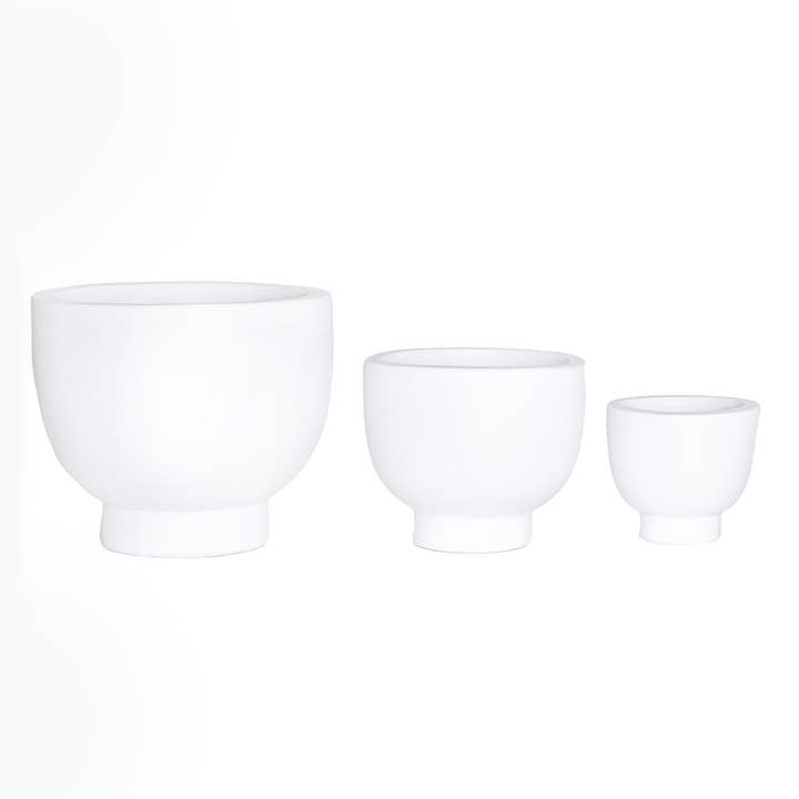 Mack Collection - White Concrete Compote CN1343 for wholesale by Replica Plants and Decor