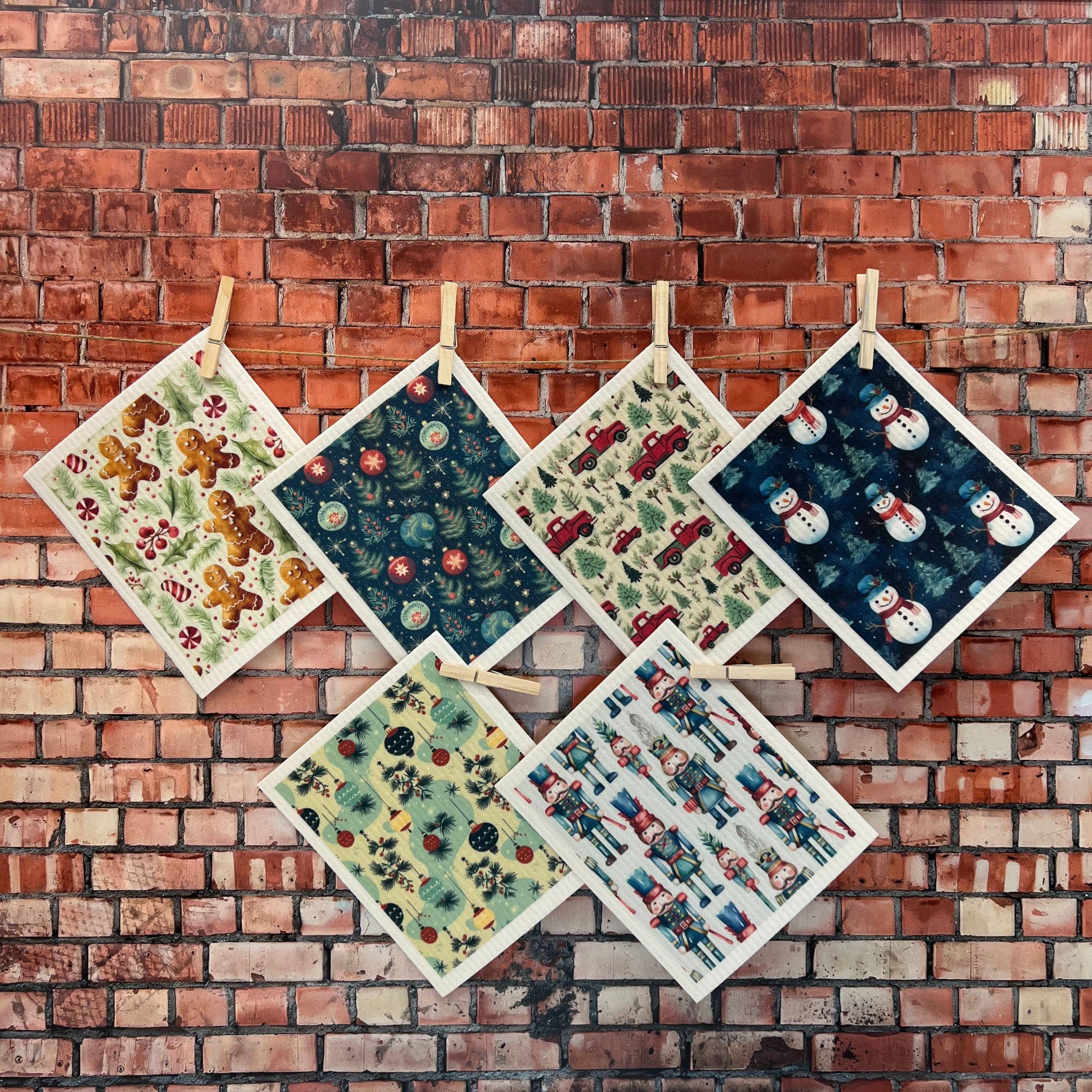 Driftless Studios - Wholesale Dishcloth - Red Cardinal Christmas Swedish Dishcloths - Christmas Gifts1