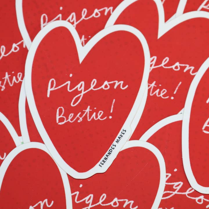Pigeon Bestie Glossy Vinyl Sticker for wholesale by Fernandes Makes