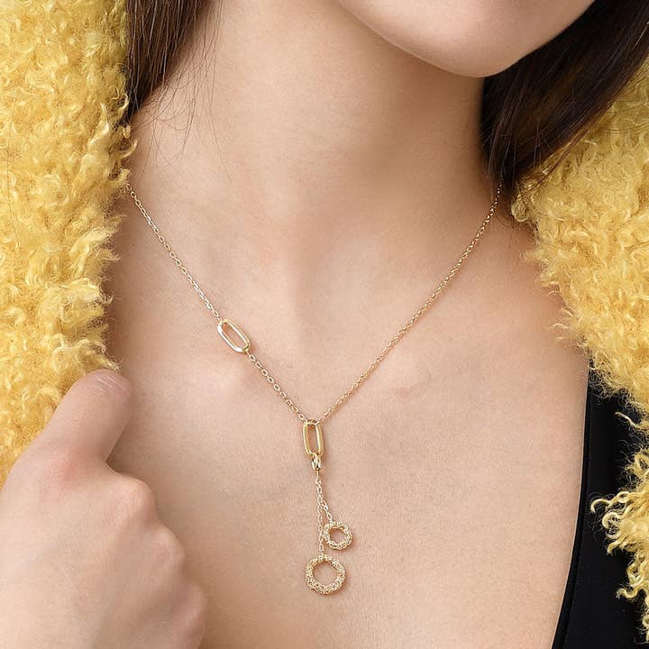 Argentofilato – Engroshandel Halskæde med vedhæng – Hæklede ringe dobbelt vedhæng halskæde1