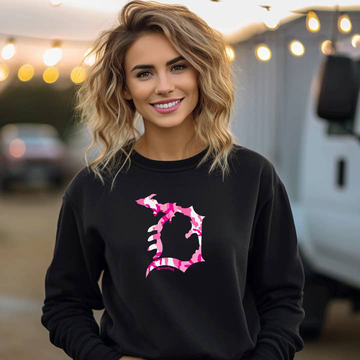 "Michigan D Camo" Relaxed Fit Classic Crew Sweatshirt for wholesale by LIVNFRESH