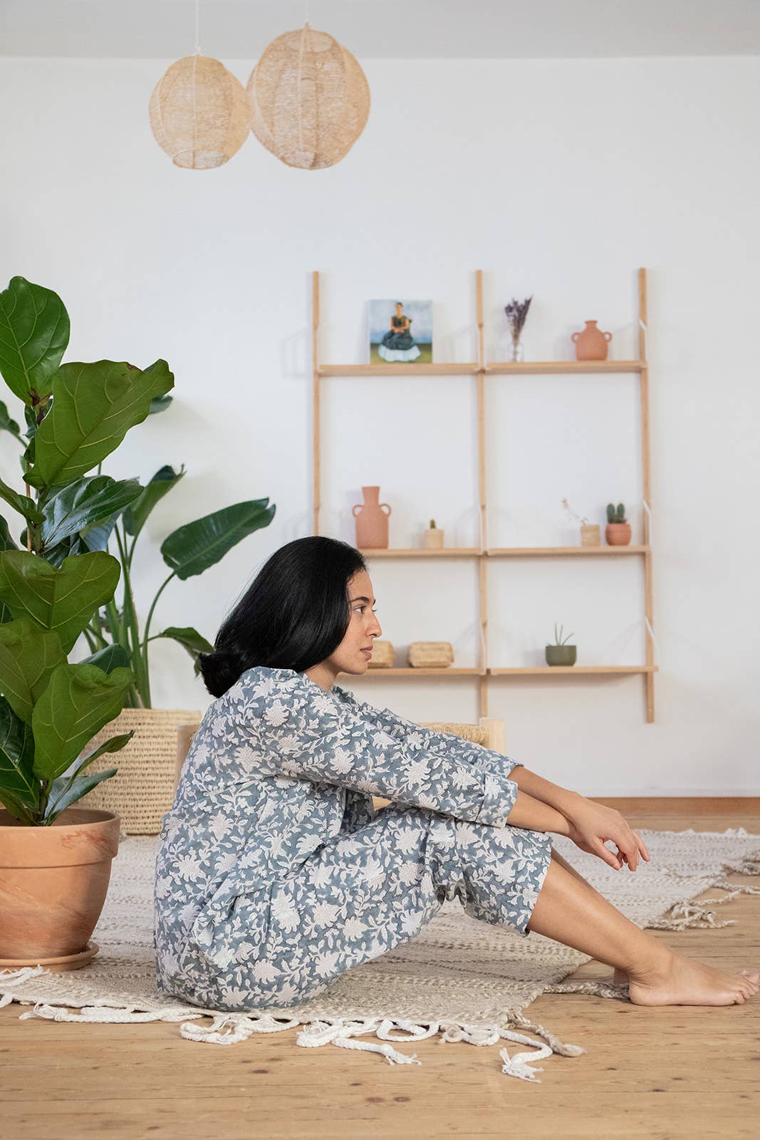 Priya Wear - Wholesale Sleepwear Set - Women's - Soft organic cotton pyjama smoky blue1