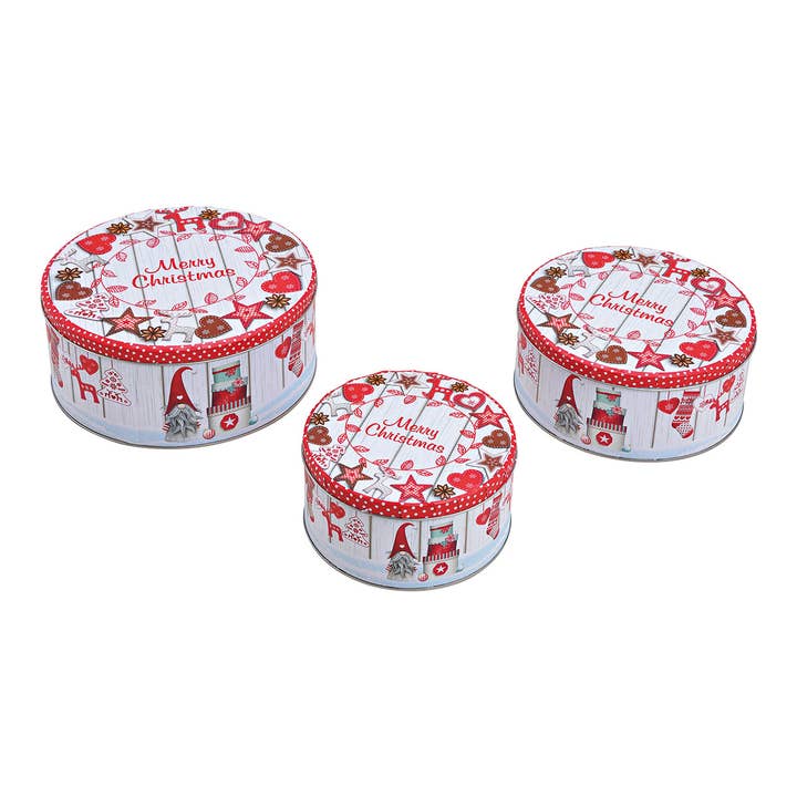 Wurm - Wholesale Christmas Decoration - Merry Christmas Metal Can Set Colorful 3-Piece Set, (W/H/D) 19x9x19cm