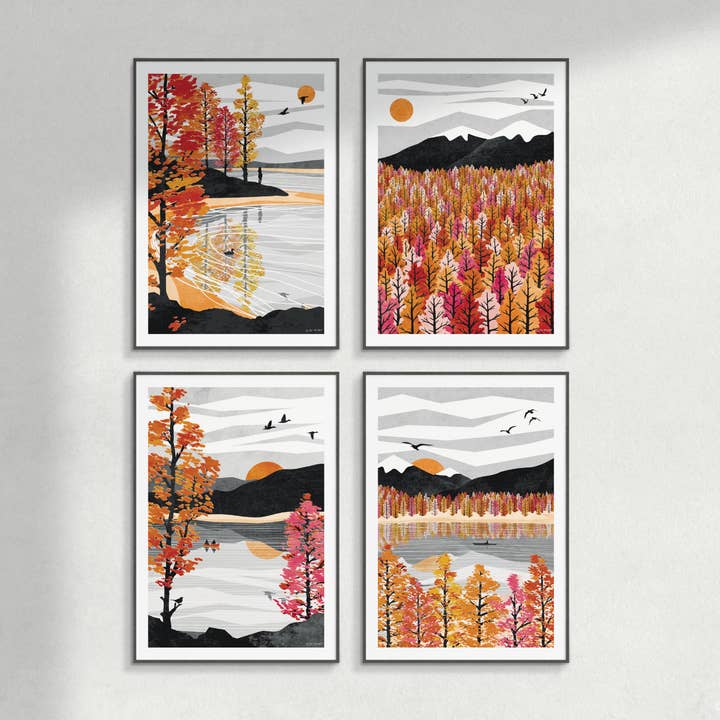Ruth Thorp Studio - Wholesale Art Print - Golden Shore Art Print: (A4, A3) Autumn Collection