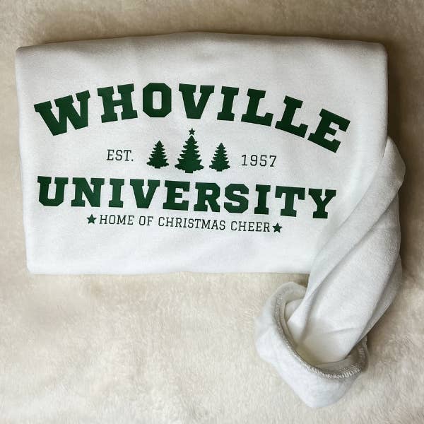 Whoville University Crewneck - White for wholesale by Sophie V. Designs