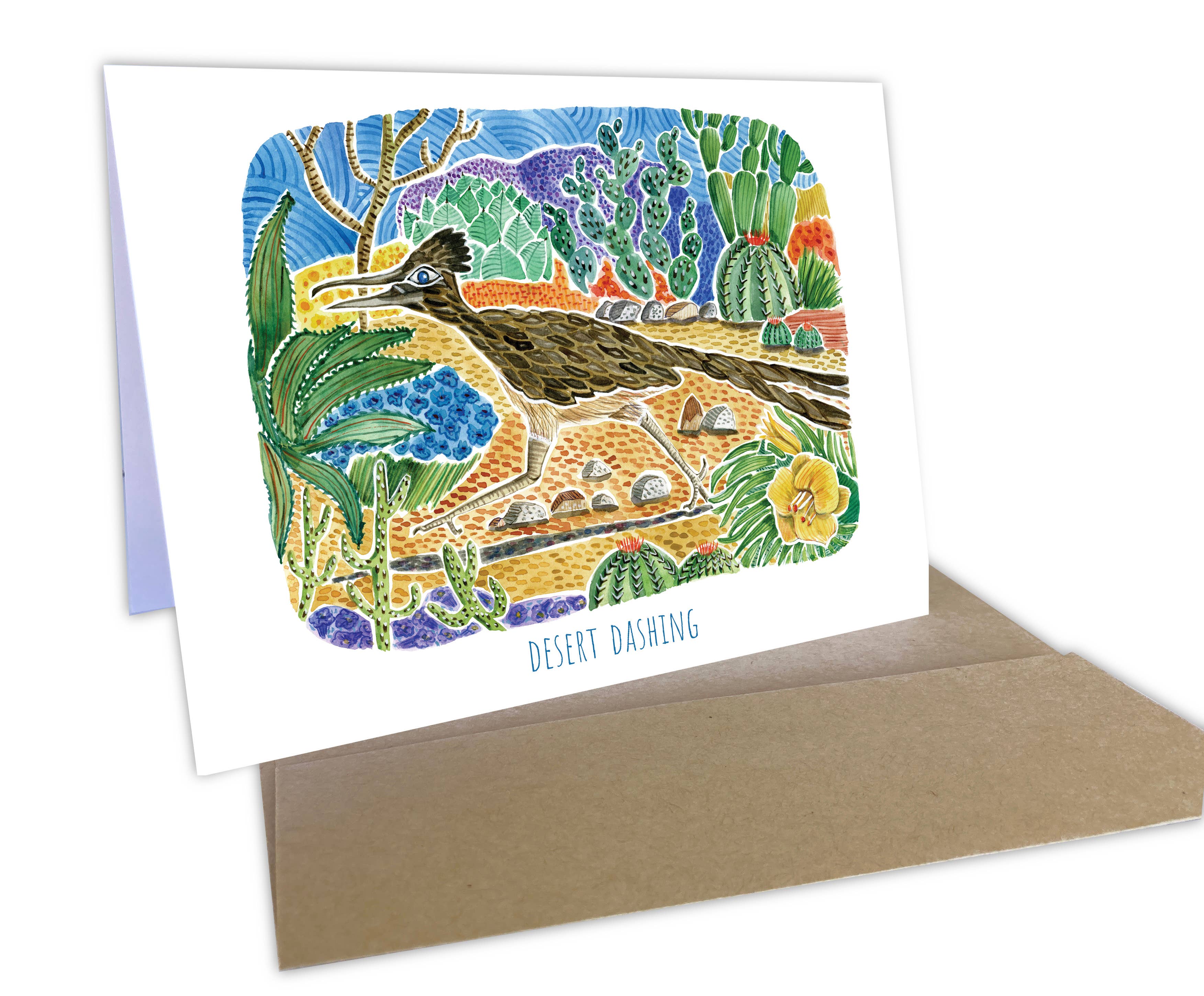 Mary M Spencer Design - Wholesale Everyday Greeting Card - Roadrunner Southwest Desert Scene 5 x 7 Greeting Card3