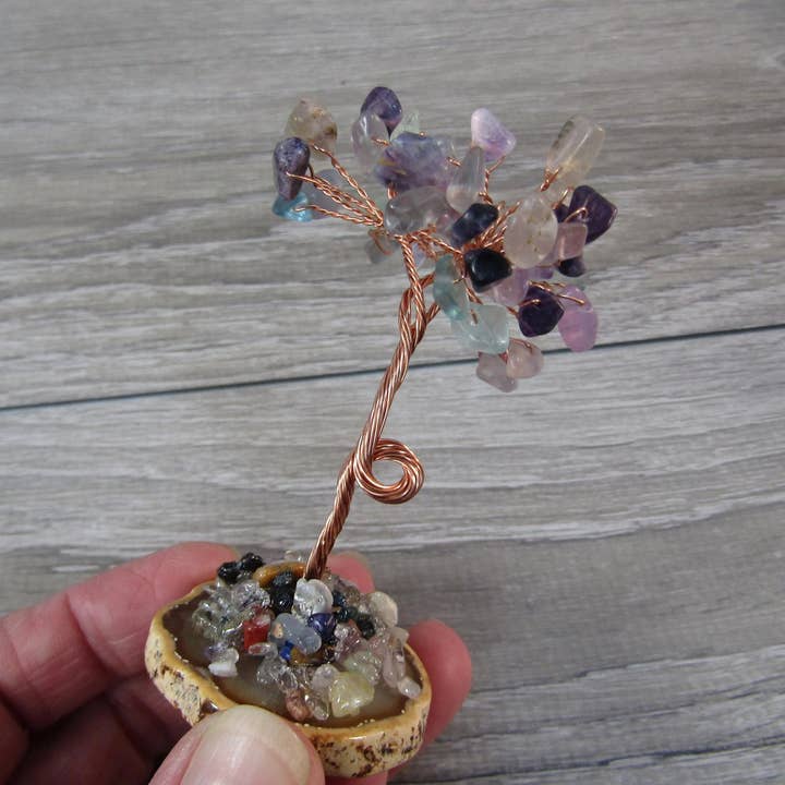 Keystone Crystals - Wholesale Spiritual Stone/Crystal - Gemstone Copper Tree on Agate Base – Crystal Decor7