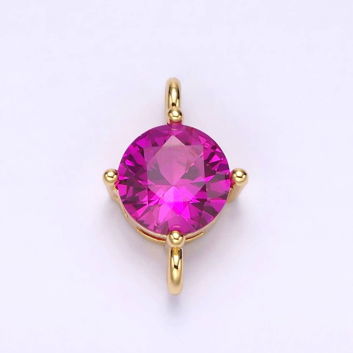 Aim Eternal - Wholesale Individual Charm/Pendant - 14K Gold Filled 10mm Round CZ Birth Month Personalized Connector | G-157 - G-1695