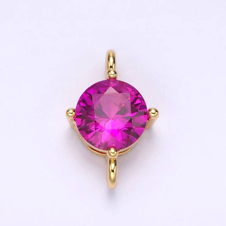 Aim Eternal - Wholesale Individual Charm/Pendant - 14K Gold Filled 10mm Round CZ Birth Month Personalized Connector | G-157 - G-1695