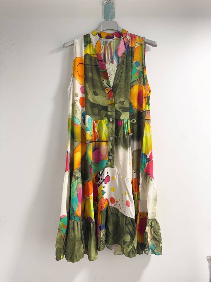 Happy look - Vente Robe – femme - Mini-Robe à Volants Imprimée – Légèreté & Charme Estival