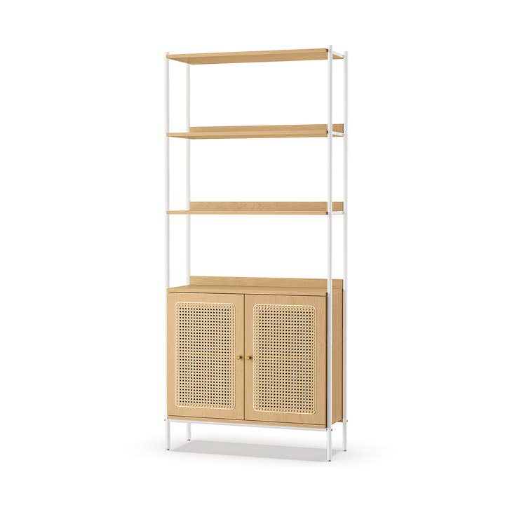 Greenwestons - Wholesale Bookcase - 6-Tier Bookcase with Rattan-Like Door 20