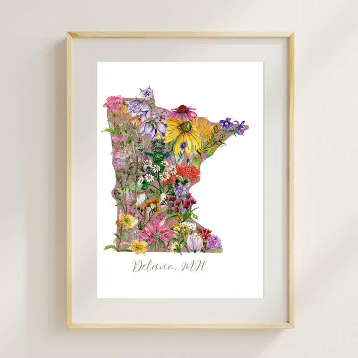 Minnesota Wildflower state print - Custom city for wholesale by Wild Botanical Atelier