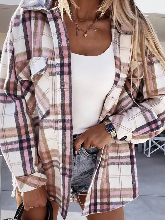 Manteau à capuchon amovible à carreaux à boutonnage simple TOPW1575 pour la vente par UNISHE