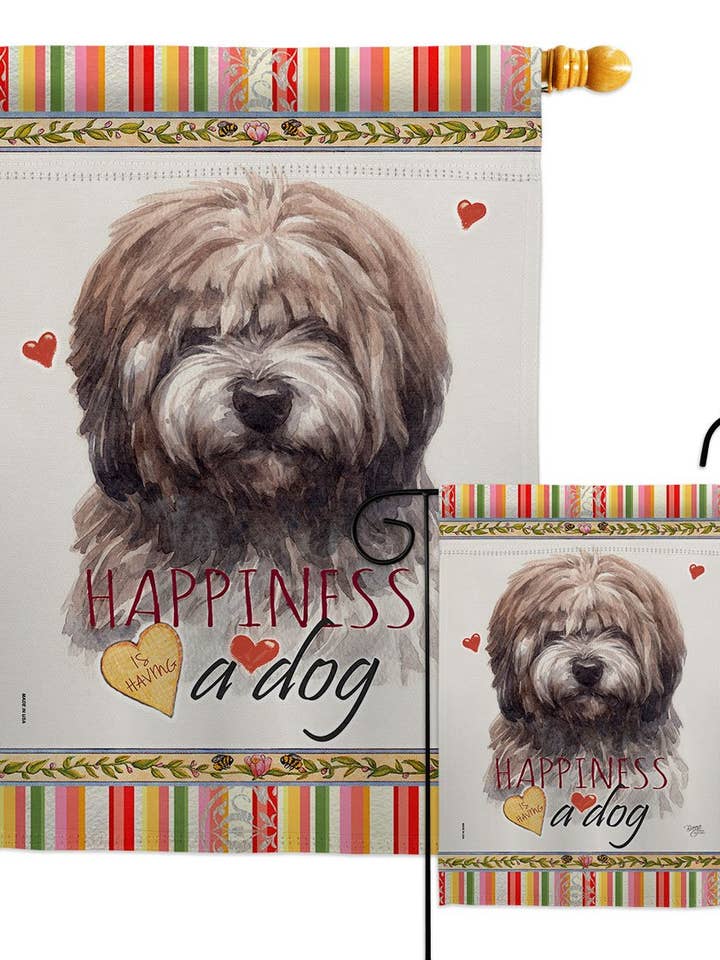 Brindle Tibetan Terrier Happiness Animals Dog Decor Flag for wholesale by Two Group Flag Co