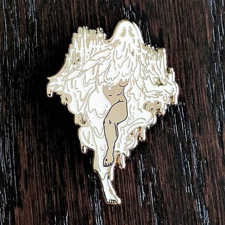 The Ghost Glitter and Glow in the Dark Hard Enamel Pin for wholesale by WitchesandPins