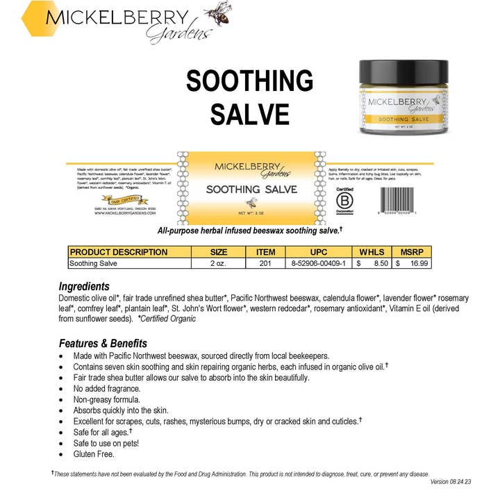 Mickelberry Gardens - Wholesale Healing Salve/Balm/Cream - Soothing Salve