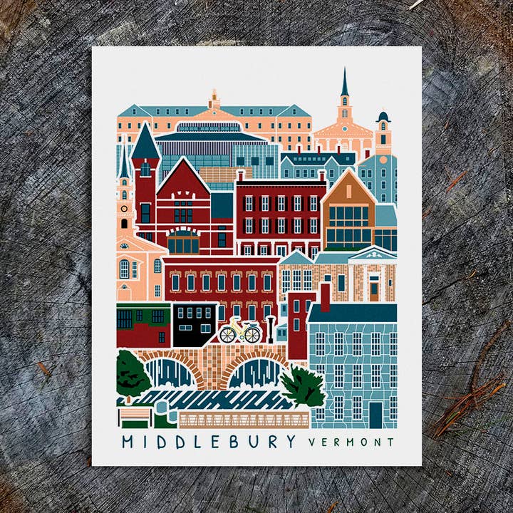 Middlebury Vermont Travel Poster for wholesale by Soijen Illustrations