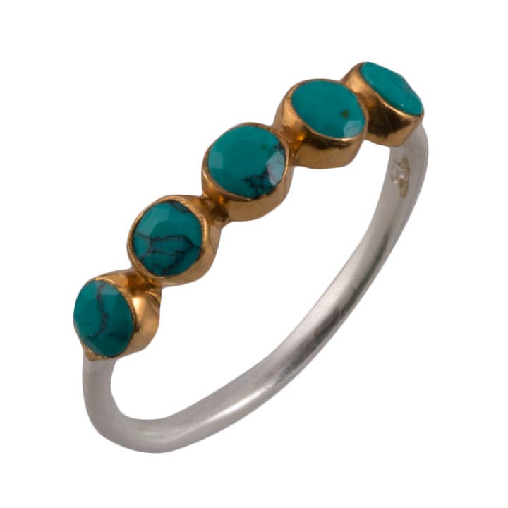 Amara Turquoise Two-Tone Ring for wholesale by Saraswati Imports