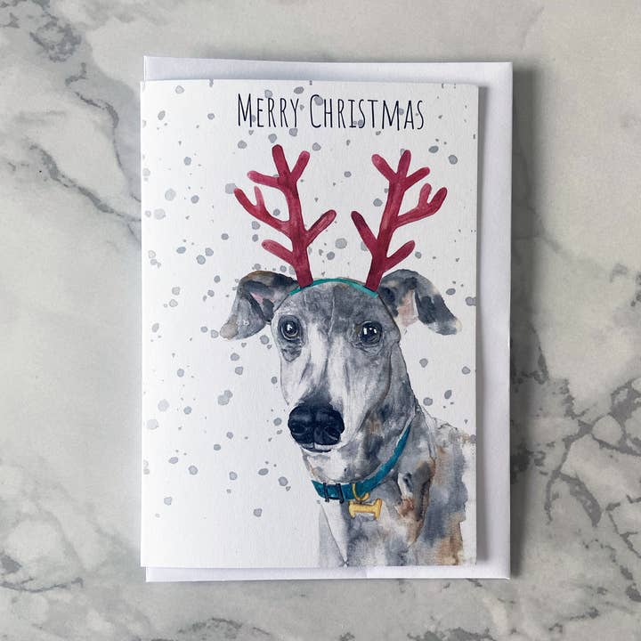 Carte de Noël Greyhound pour la vente par Pippa & Paper