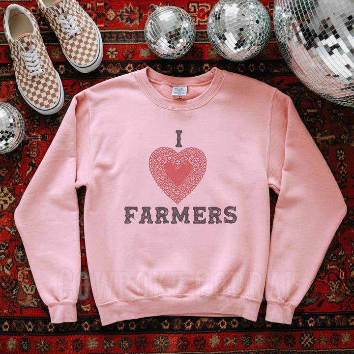 I HEART FARMERS CREWNECK SWEATSHIRT for wholesale by Cowpoke Corral