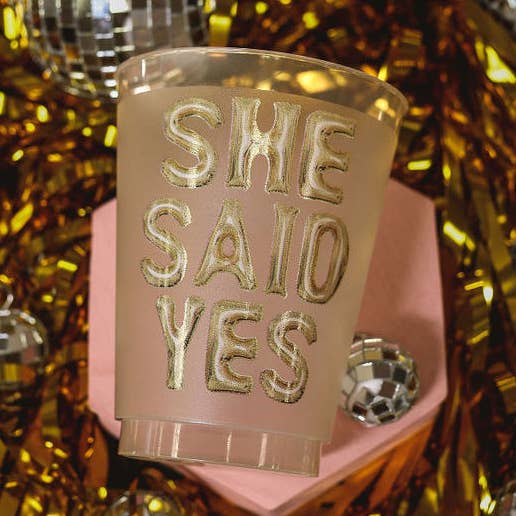 Sip Hip Hooray – wholesale Engångskopp – Hon Sa Ja Guld Frostat Koppar - Weddinng1