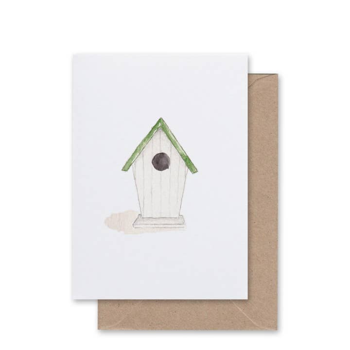 Birdhouse Watercolor Greeting Card — Blank Inside for wholesale by Daydream Paper Studio