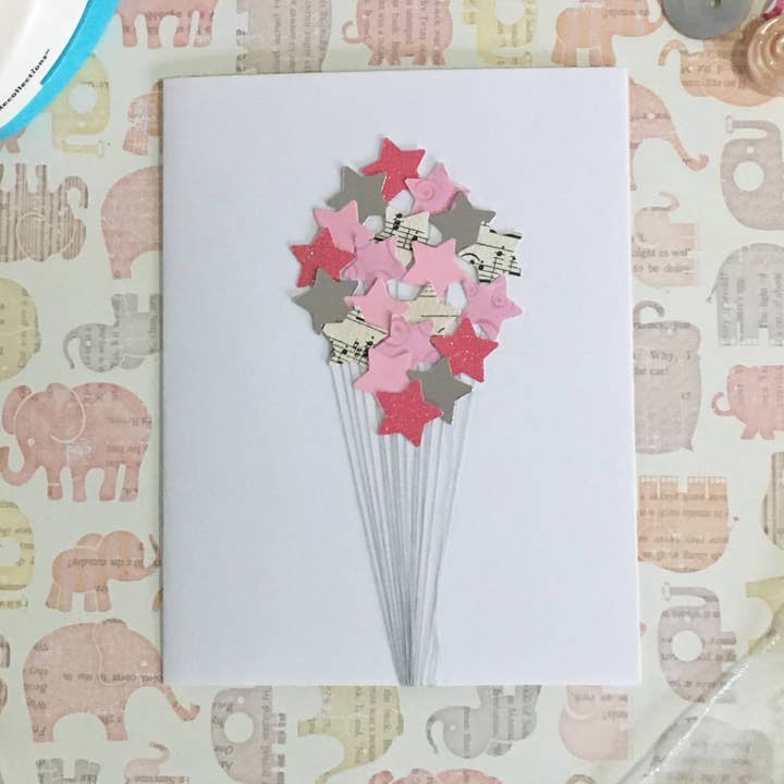 Star Balloons Card - Patterned Style for wholesale by The Cutting Room Card Company