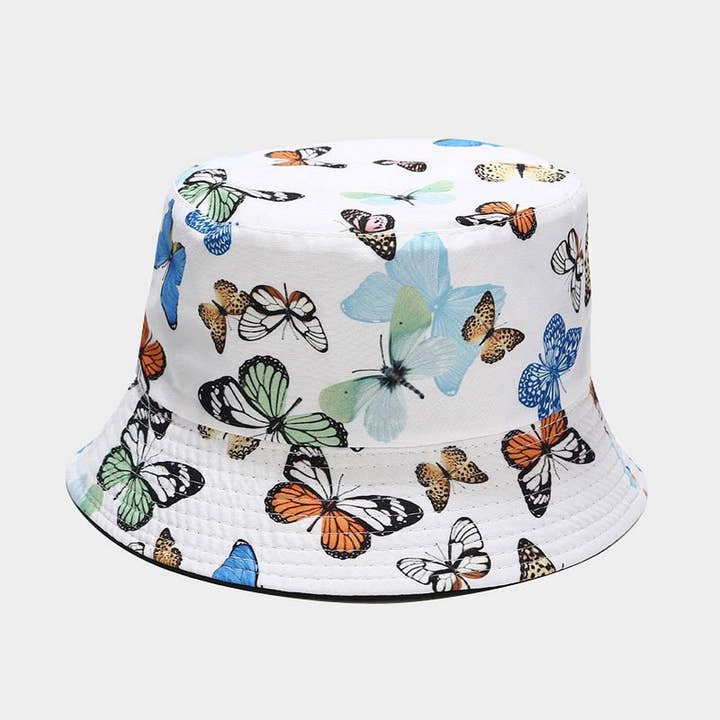ACCITY - Wholesale Bucket Hat - Women's - COLORFUL BUTTERFLY PATTERN BUCKET HAT_CWAH16498