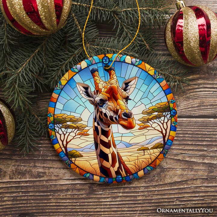 OrnamentallyYou - Wholesale Ornament - African Giraffe Stained Glass Style Ceramic Ornament3