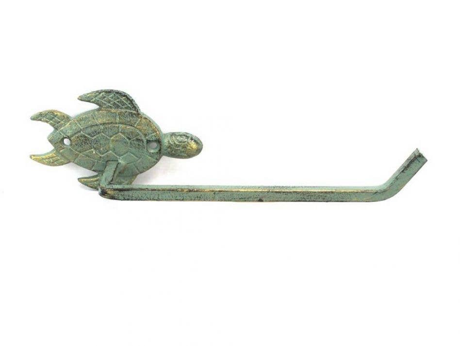 Hampton Nautical - Wholesale Towel Holder/Hanger - Antique Bronze Cast Iron Sea Turtle Hand Towel Holder 10"0