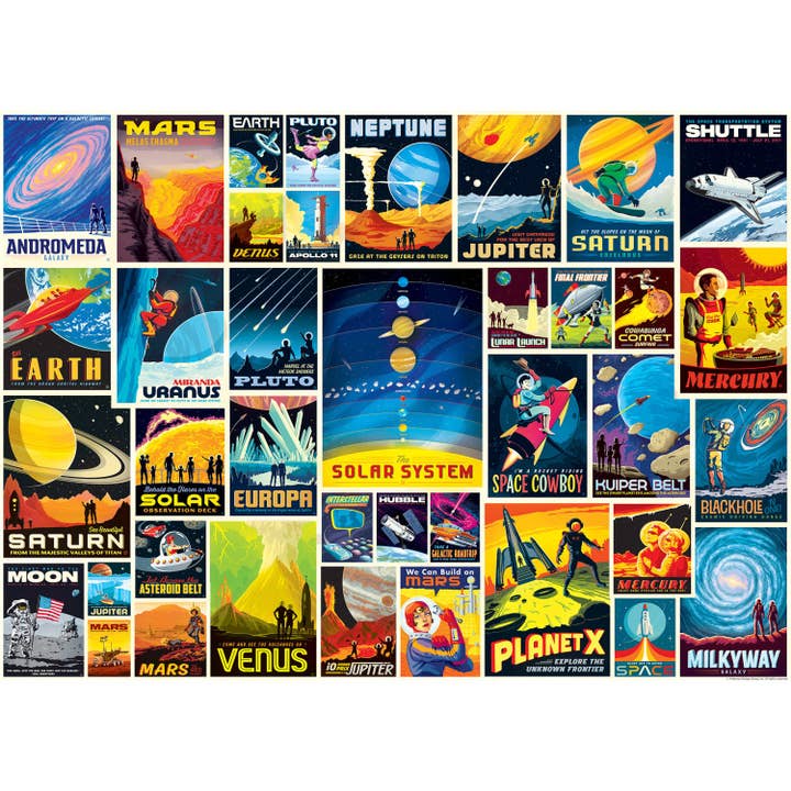 Masterpieces Puzzles - Wholesale Puzzle - Adult - Vintage Posters - Space Travel 1000 Piece Jigsaw Puzzle1