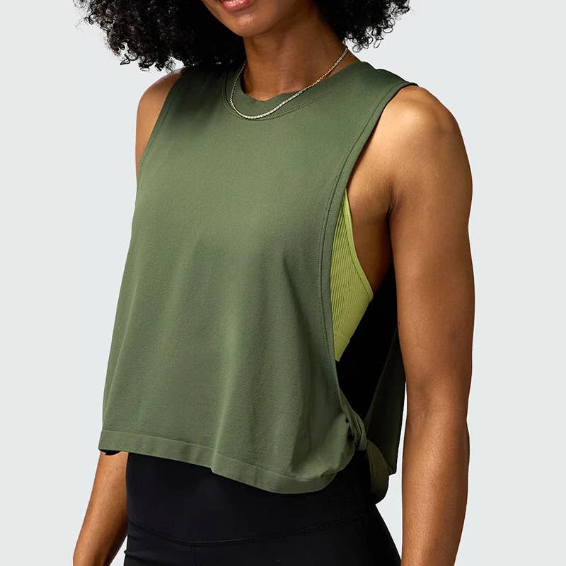 WONDERXFANS - Wholesale Athletic Top - Women's - Loose Sleeveless Side Vents Yoga tank top4