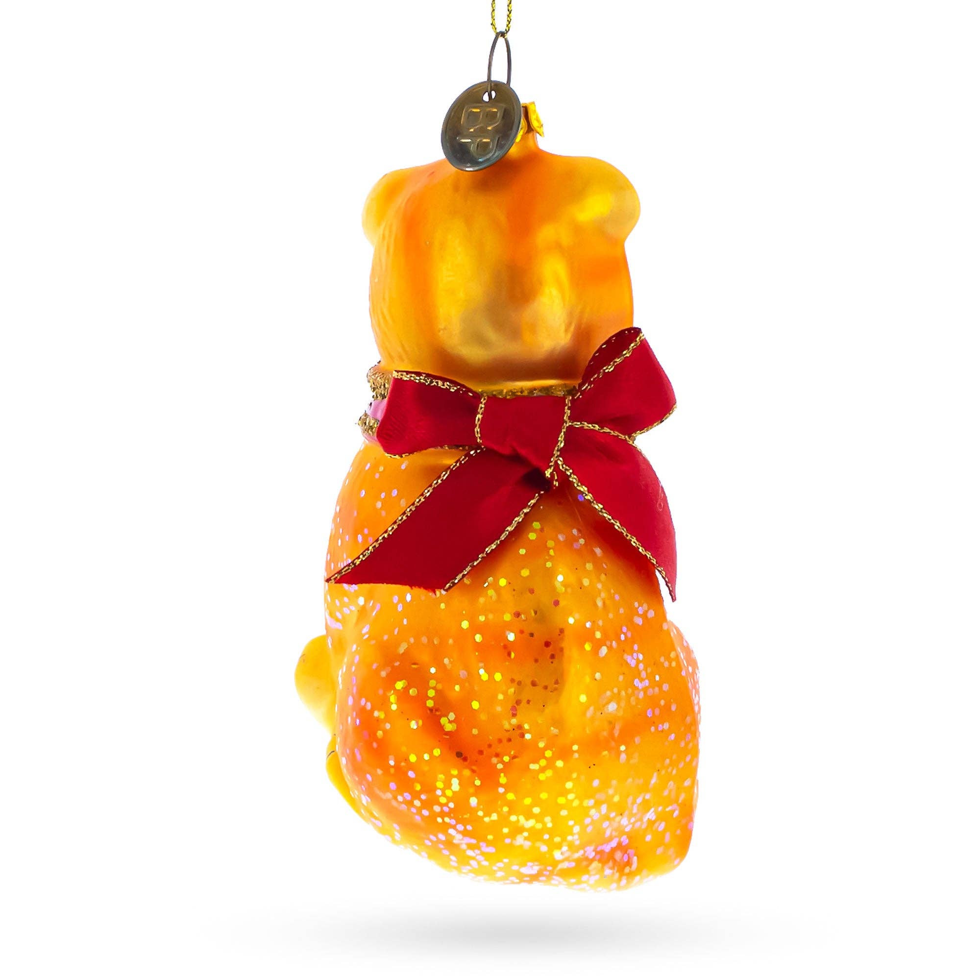 BestPysanky - Wholesale Ornament - Glittered Orange Cat Glass Ornament2