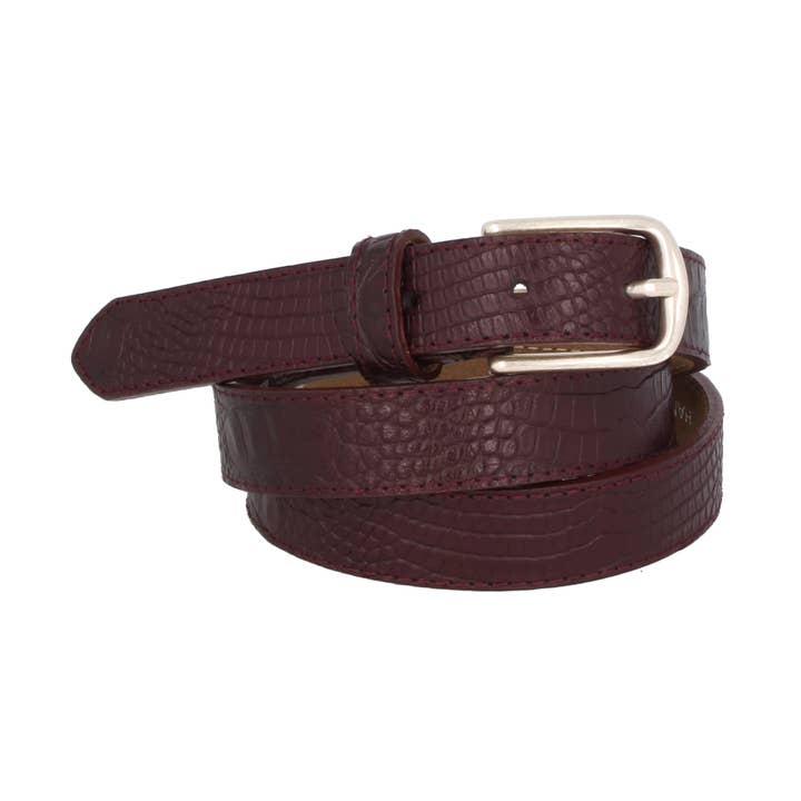 Cocco Opaco Bordeaux women's leather belt for wholesale by MGM Design e.K.