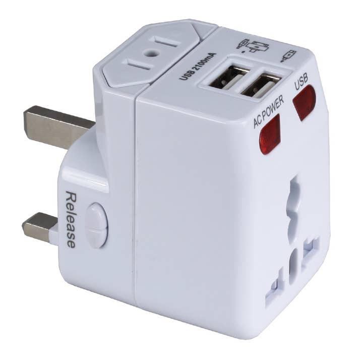 QVS Inc – wholesale Power adapter – Premium World Travel Power Adaptor with Surge Protection & 2