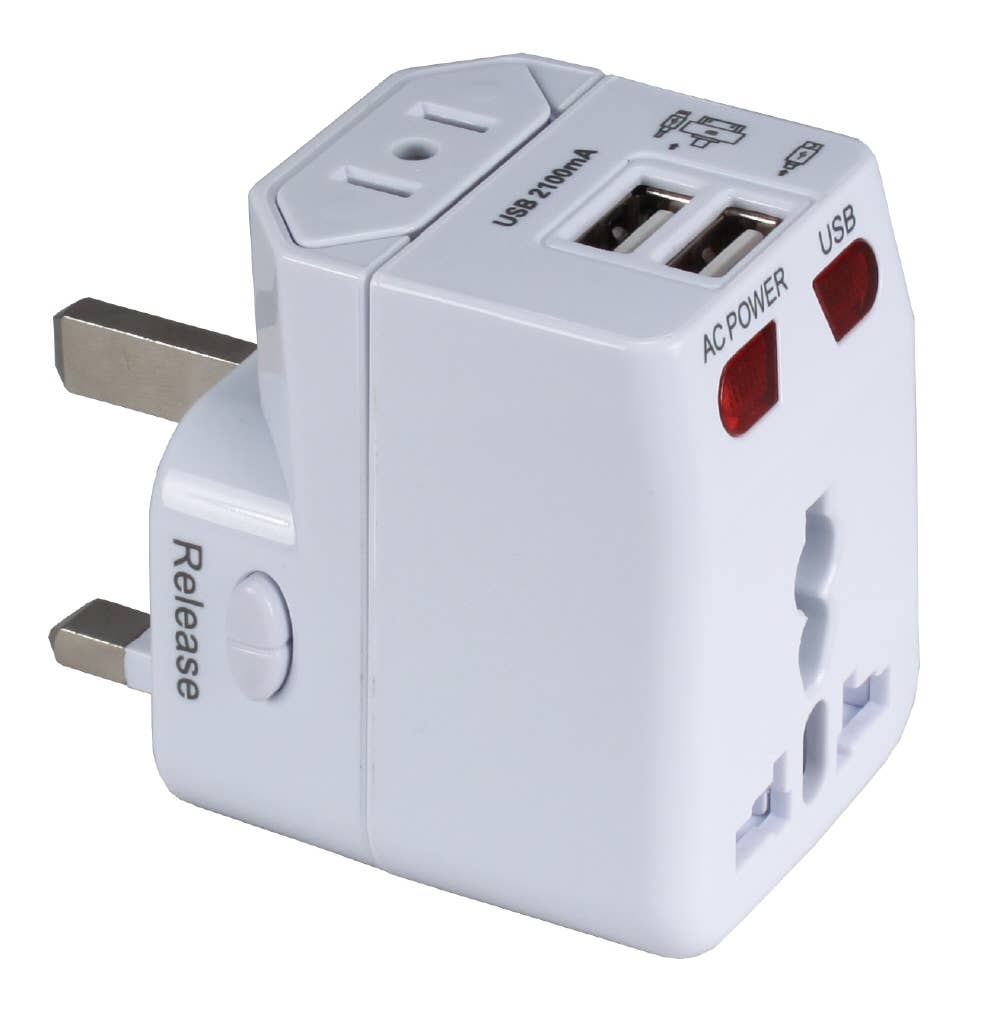 QVS Inc – Engroshandel Strømadapter – Premium World Travel Power Adapter med overspændingsbeskyttelse & 2