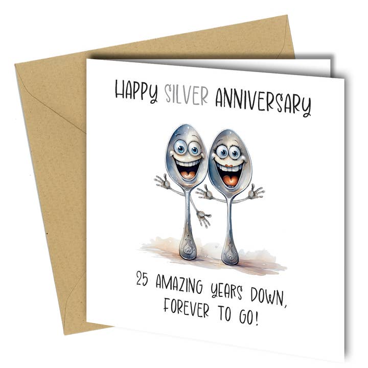 #1737 25th Silver Anniversary Card for wholesale by Close to the Bone Greeting Cards and Gifts