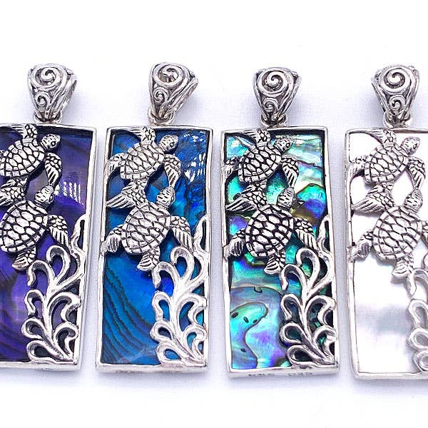 Sterling Silver & Shell backed Sea Turtle Pendant for wholesale by Goddess Design Studio