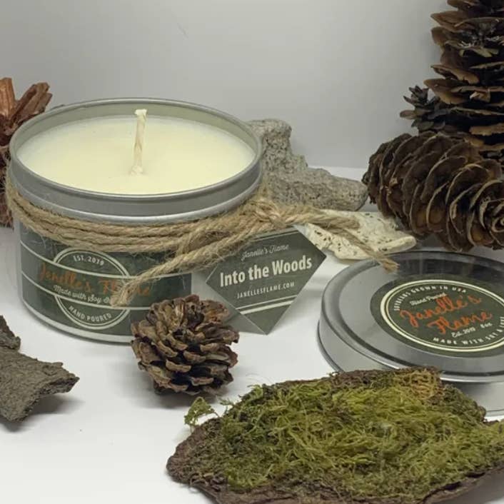 Into the Woods Soy Candles with Healing Crystals for wholesale by Janelle’s Flame