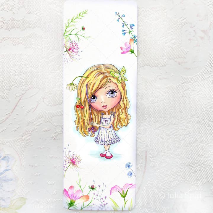 Julia Spiri - Wholesale Bookmark - Marcador para libros. Criaturas caprichosas. Chica con pañuelo en el pelo.0