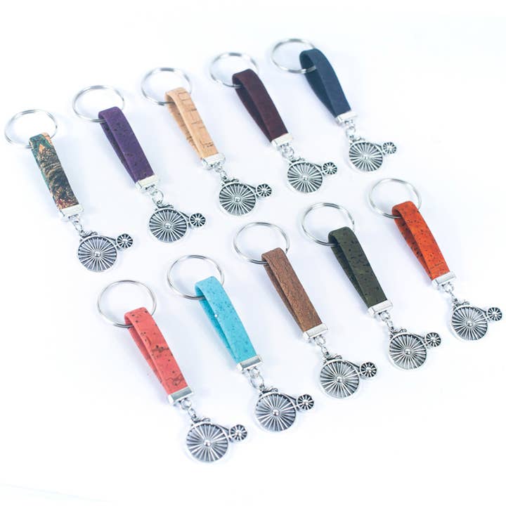 Meninas Bonitas Cork - Wholesale Keychain - Unisex - bike Pendant Handmade Cork Keychain I-02-B-MIX-10