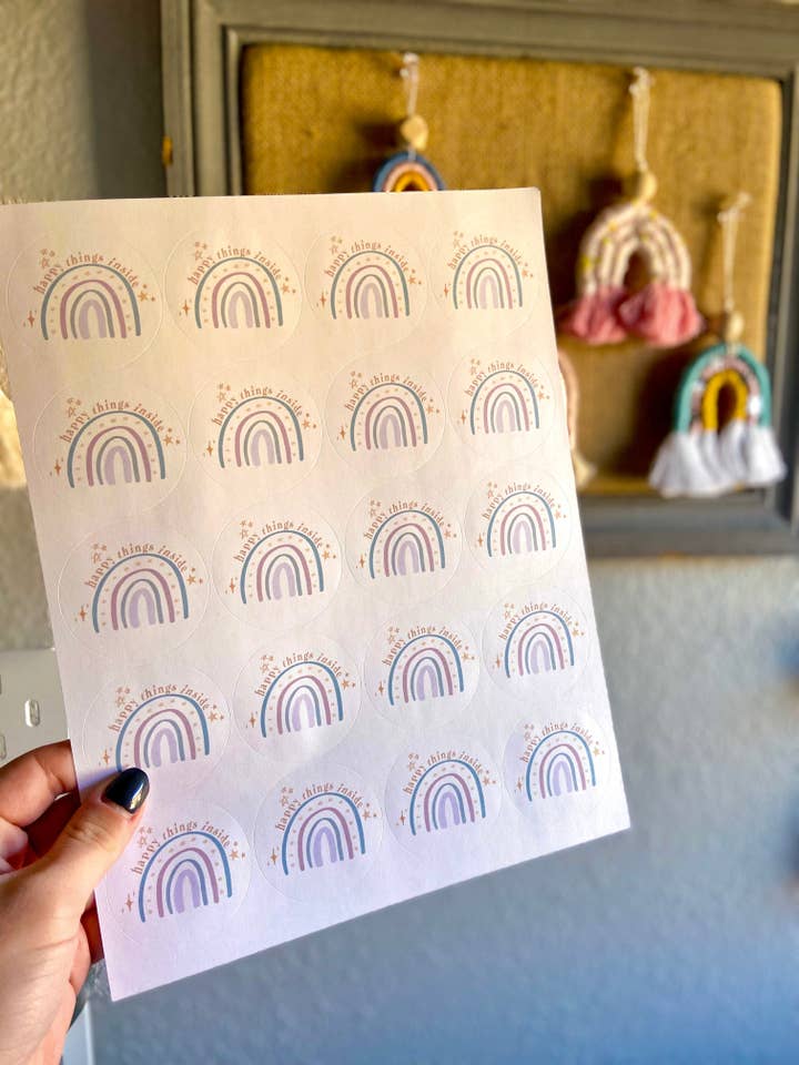 Rainbow Packaging Stickers for wholesale by Mel's Crafty Corner