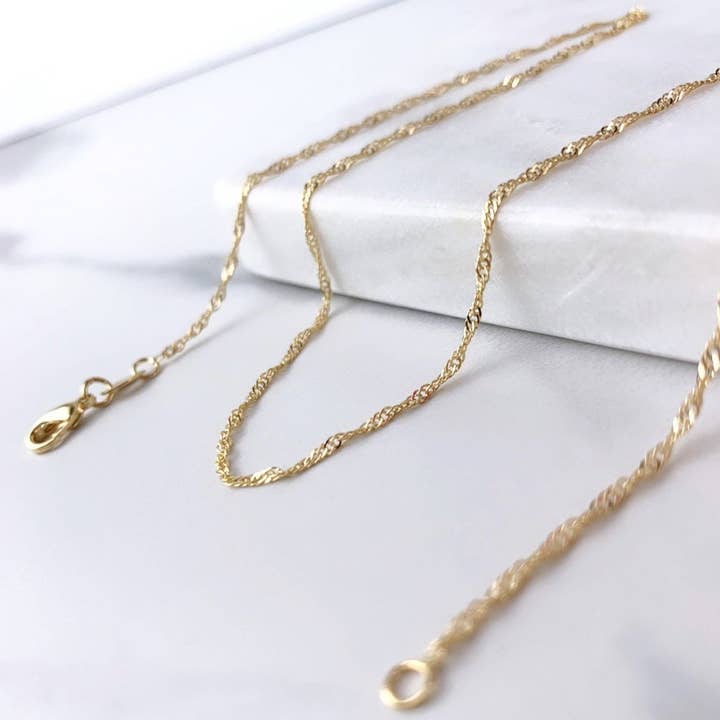 Luxus Accessories - Wholesale Link & chain necklace - 18k Gold Filled 1mm Singapore Chain6