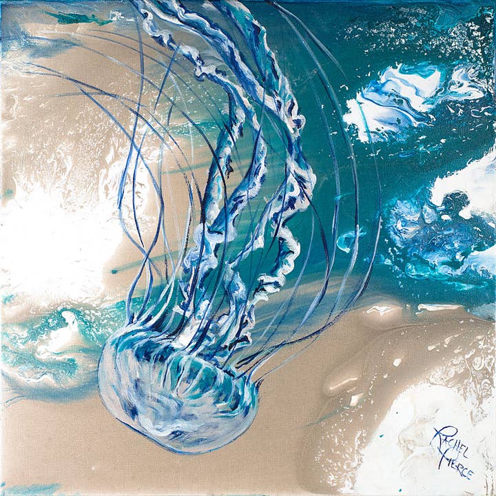 Champagne Jellyfish 2 Matted Art Print for wholesale by Rachel Pierce Art Gallery