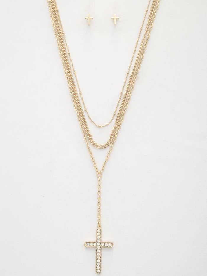 CROSS PENDANT LAYERED NECKLACE for wholesale by anbfashion