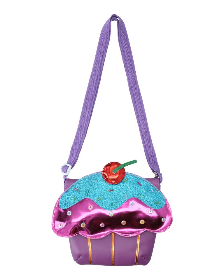 Sparkle Cupcake Kids Handbag- Pink and Purple for wholesale by Lily and Momo