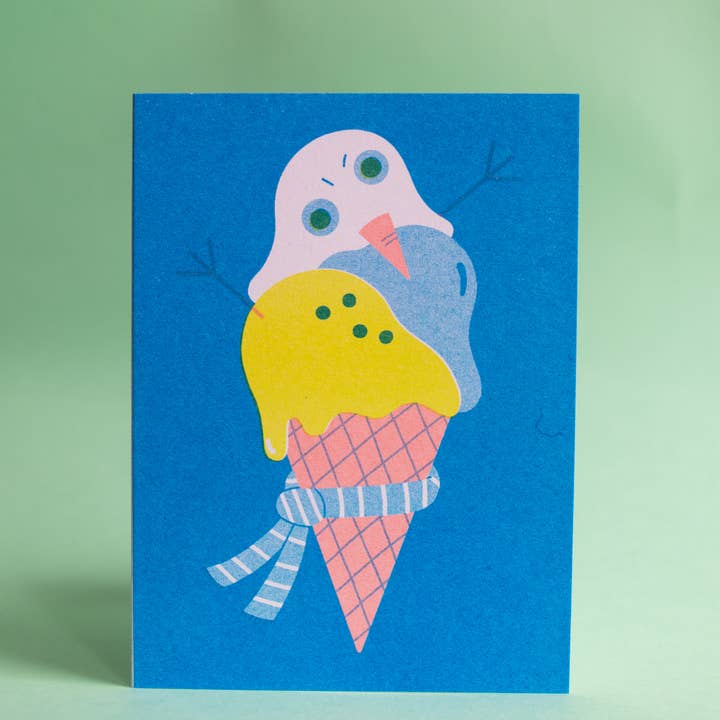 Sneeuwkegel - Seizoenskaart in Risodruk voor wholesale door Lauren Morsley