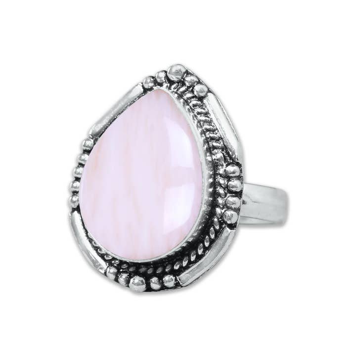Handmade Jewels - Wholesale Cocktail/Statement Ring - Pink Opal Rings – Handmade, Silver-Plated, Assorted Boho Designs (US Sizes 6–10, Made to Order)15