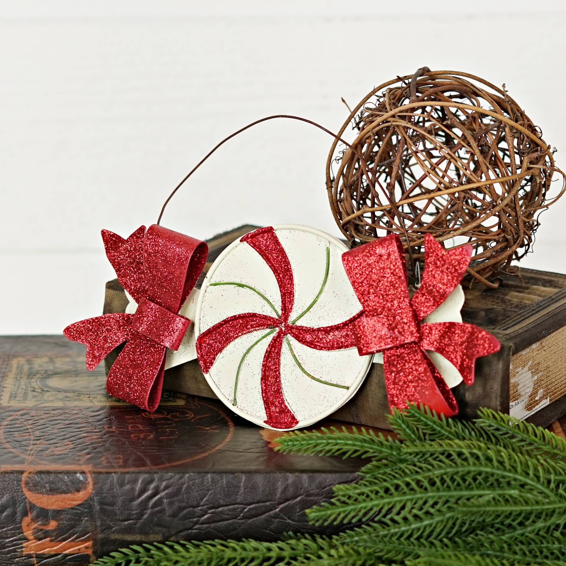 Impressive Enterprises, Inc. - Wholesale Ornament - M2266- Metal Peppermint Ornament- 8" x 3.75"2